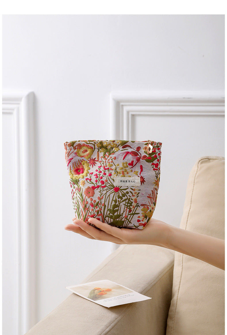 Colorful Embroidery Portable Cosmetic Bag