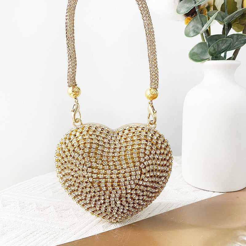 Love Shaped Mini Rhinestone Chain Party Handbag