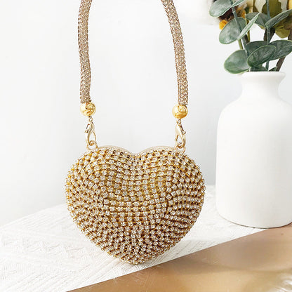 Love Shaped Mini Rhinestone Chain Party Handbag