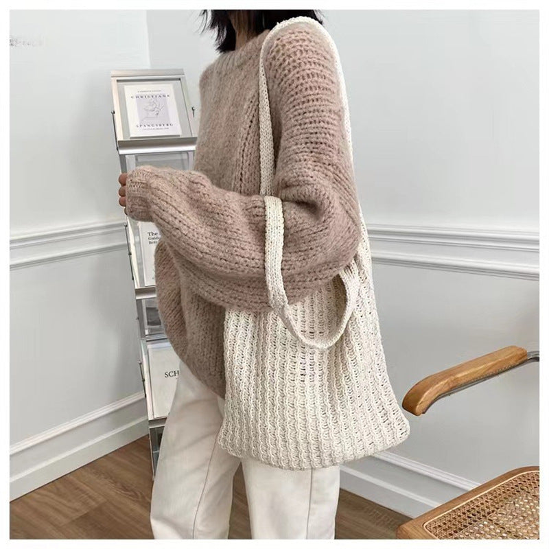 Simple Vintage Shoulder Bag Knit Tote Bag