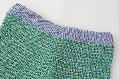 Casual Knit Collared Top and Shorts Set