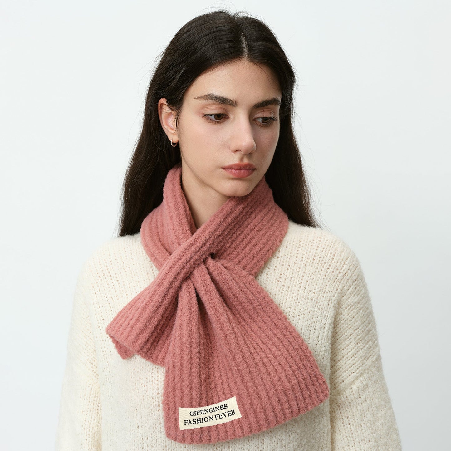 Solid Color Sweet Cross Short Knit Scarves