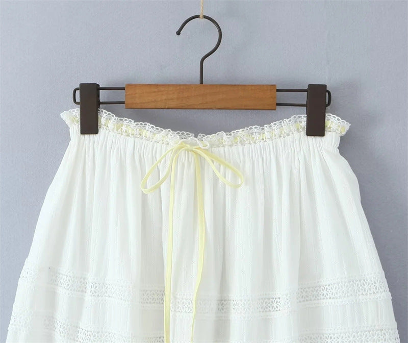 White Lace String Tie Flounce Sweet Set