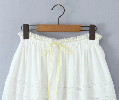White Lace String Tie Flounce Sweet Set