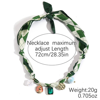 Elegant Pendant Floral Scarf Necklace