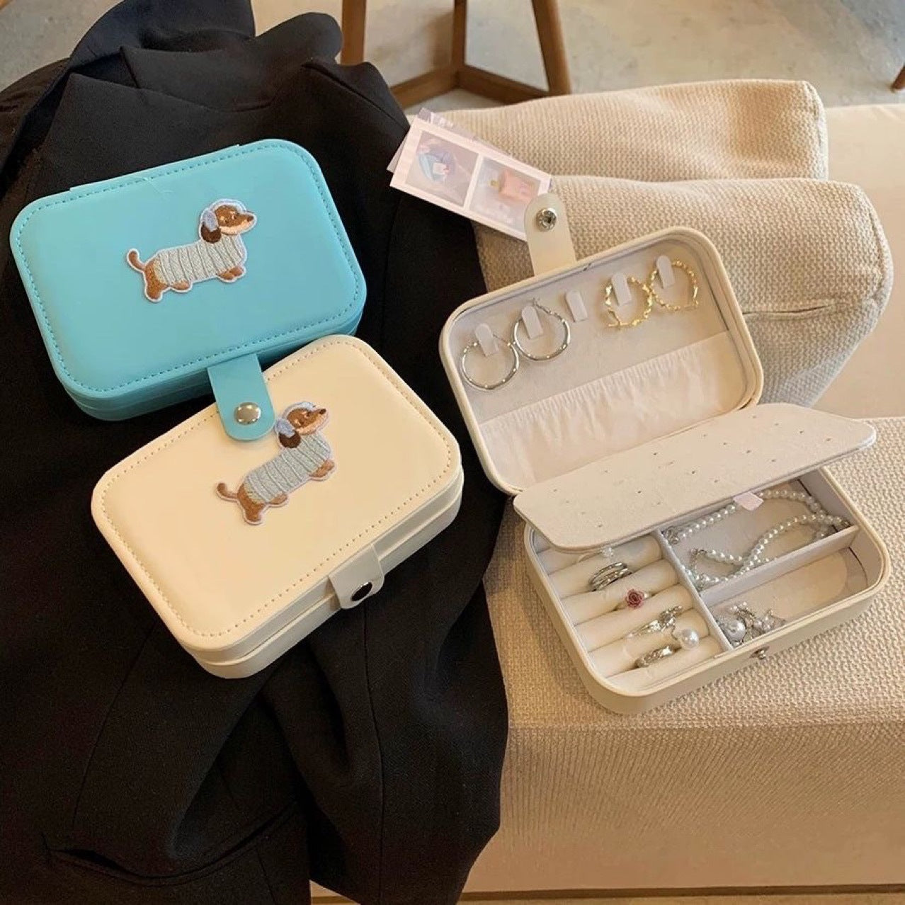 Cute Embroidered Large Capacity Jewelry Case