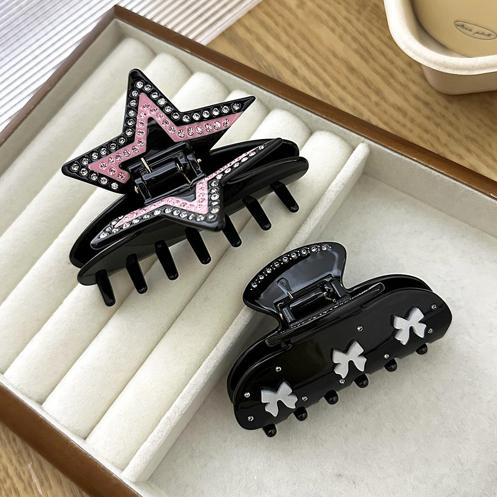 Elegant Black Rhinestone Acetate Hair Claw