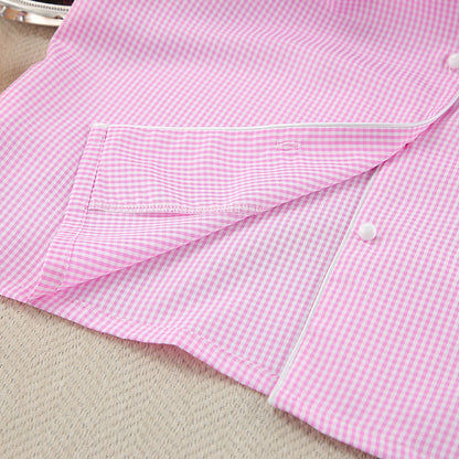 Color Block Plaid Loungewear Pajamas Set