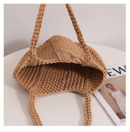 Solid Color Simple Woven Knit Handbag