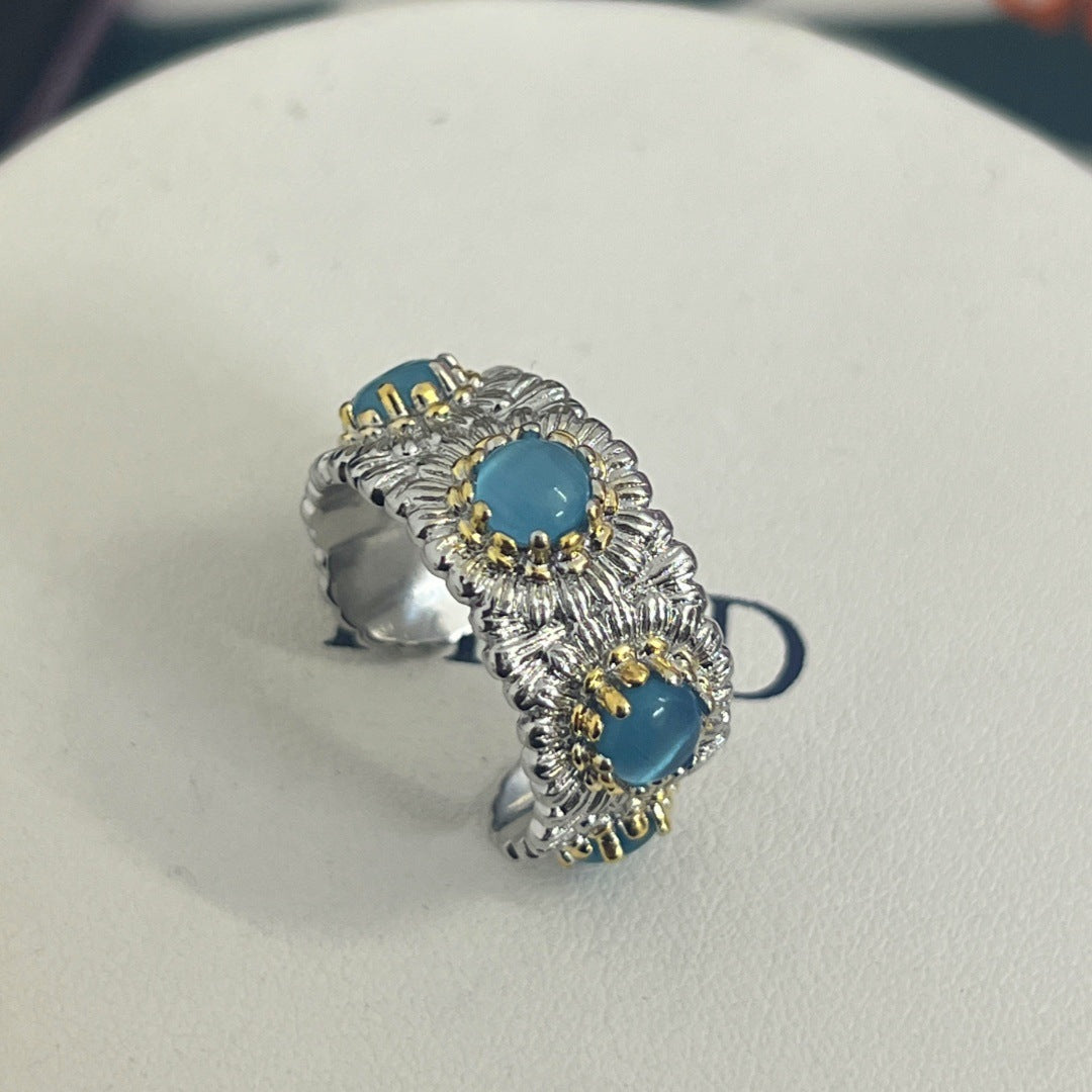 Vintage Flower Adjustable Open Ring