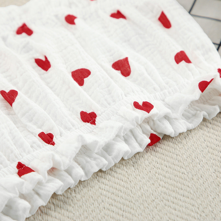 Love Print Flounce Sexy Sleepwear Sets