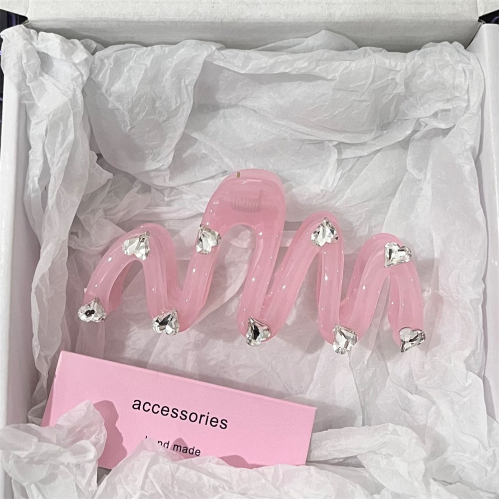 Love Rhinestone Candy Color Hair Claws