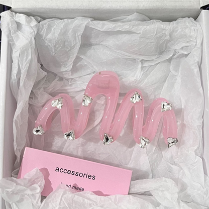 Love Rhinestone Candy Color Hair Claws