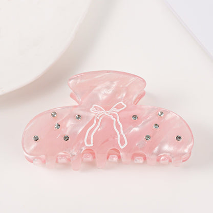 Cute Bow Print Rhinestone Hair Claw