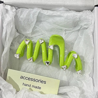 Love Rhinestone Candy Color Hair Claws