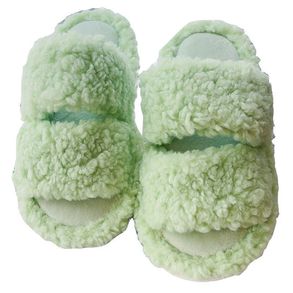 Solid Color Fluffy Fuzzy Two Band Slippers
