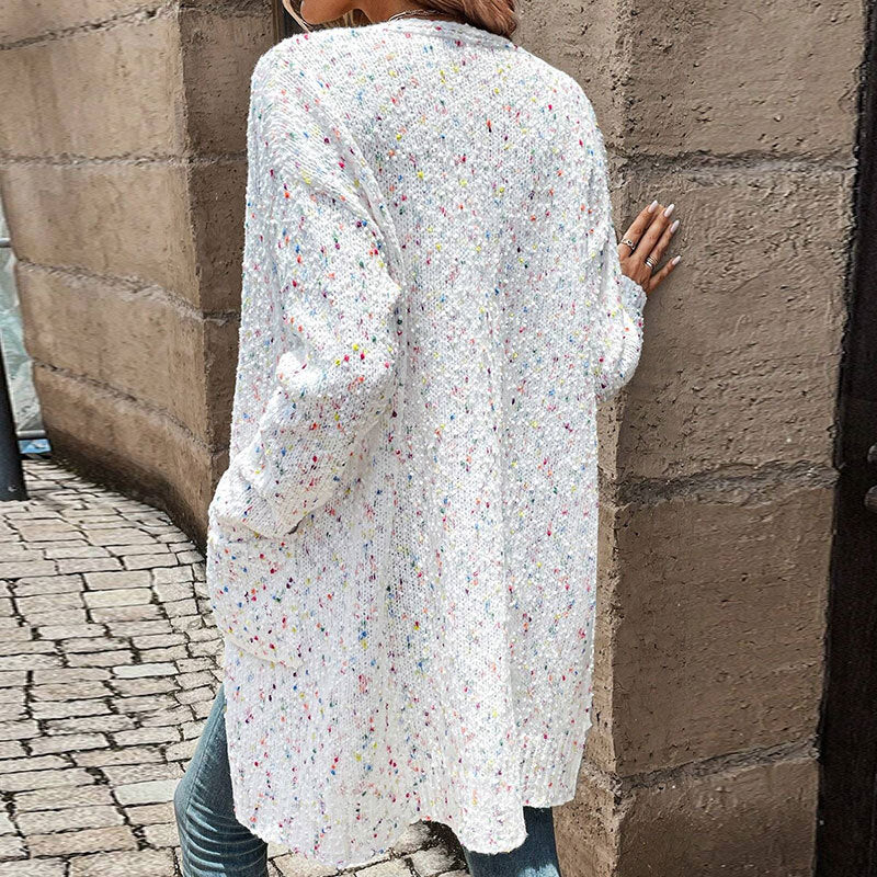 Colorful Loose Open Front Long Cardigan