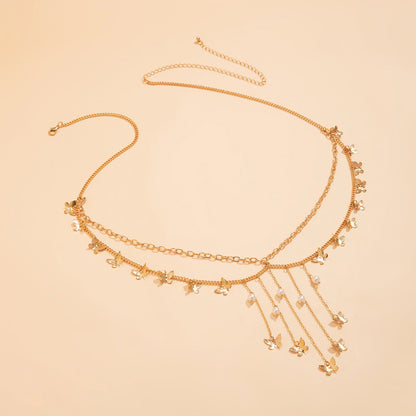 Sexy Butterfly Pearl Tassel Waist Chain