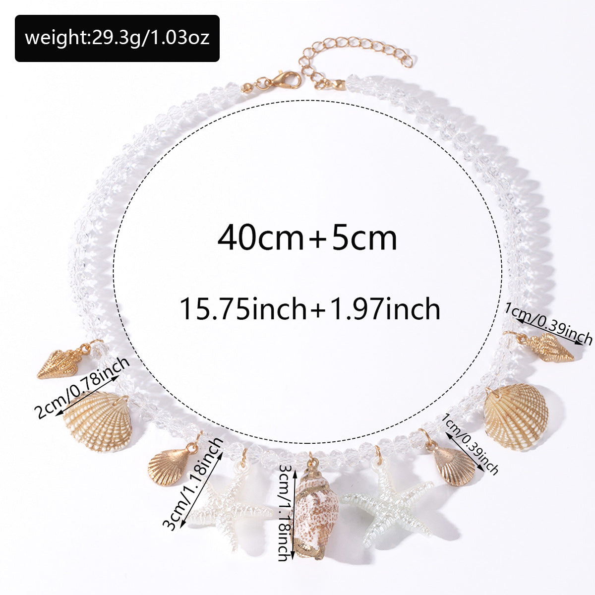 Minimalist Conch Shell Pendant Bead Necklace