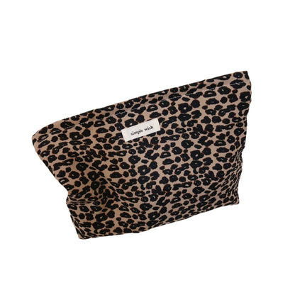 Vintage Leopard Print Canvas Makeup Bag