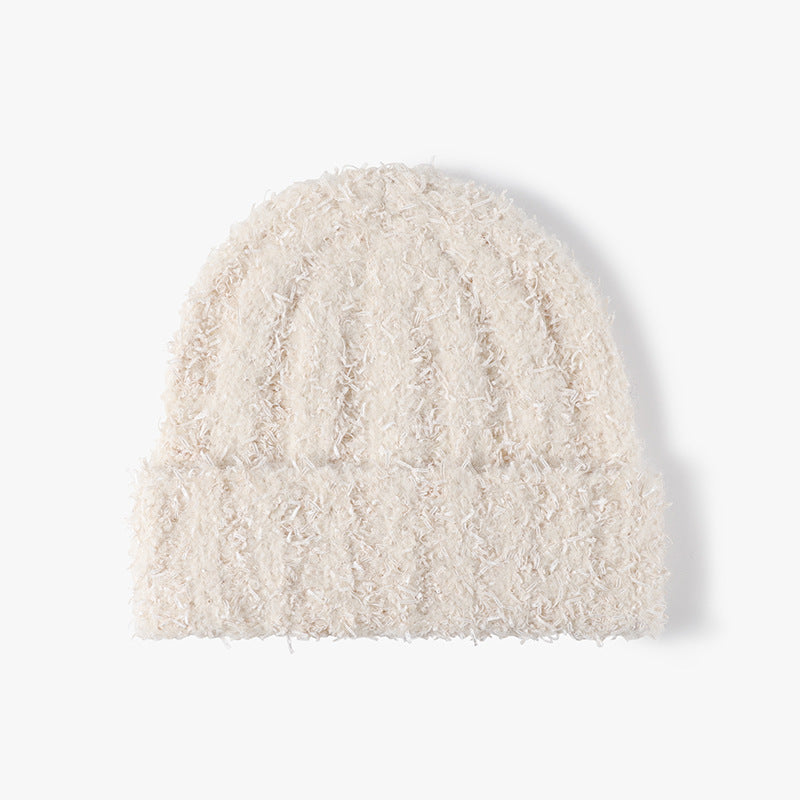 Soft Fuzzy Solid Color Thicken Knit Beanie