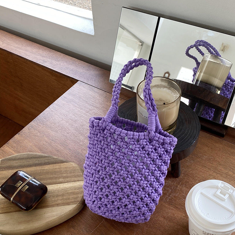 Hollow Out Simple Bucket Woven Bag