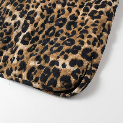 Corduroy Leopard Bow Casual Padded Vest