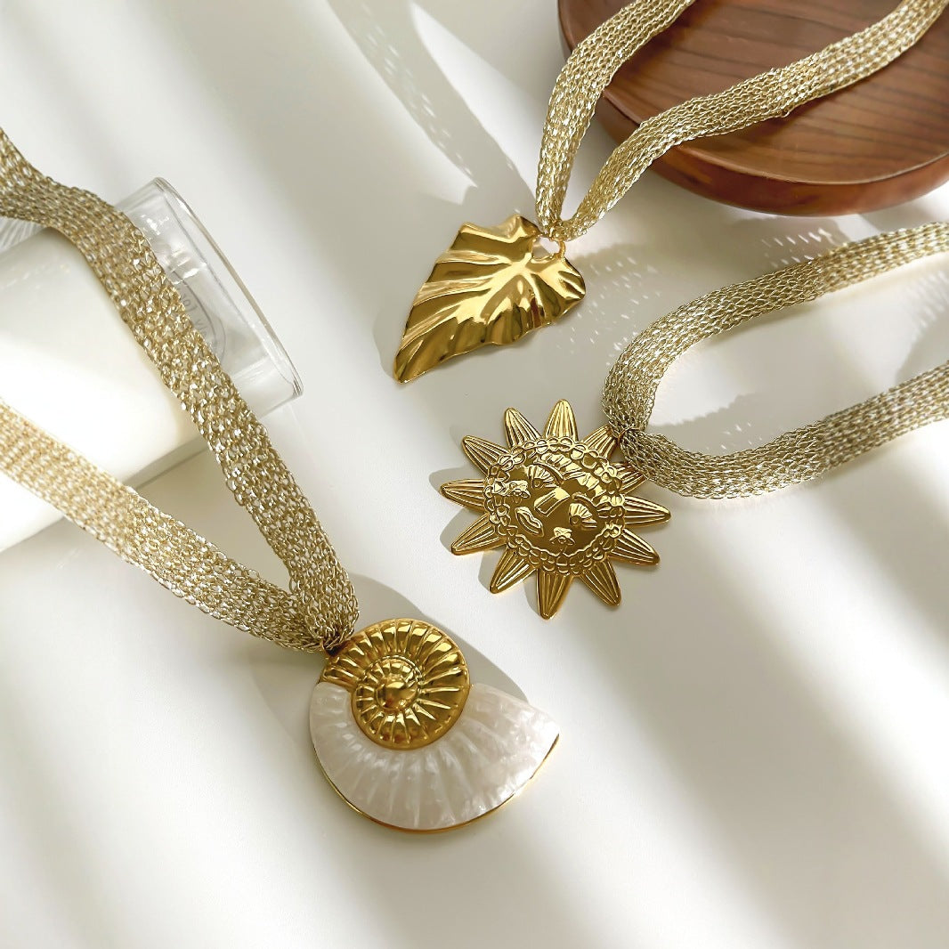 Chunky Gold Plated Statement Pendant Necklace