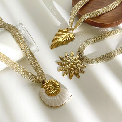 Chunky Gold Plated Statement Pendant Necklace