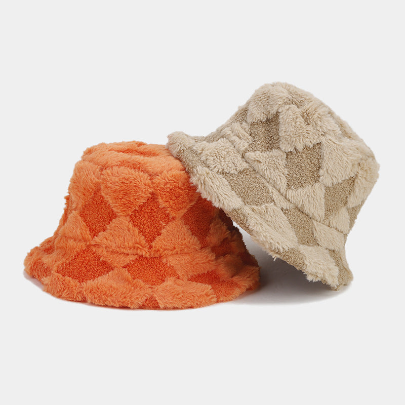 Solid Color Simple Diamond Checker Bucket Hats