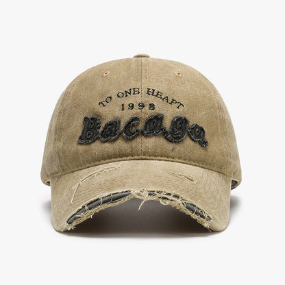 Distressed Washed Letter Embroidered Baseball Cap