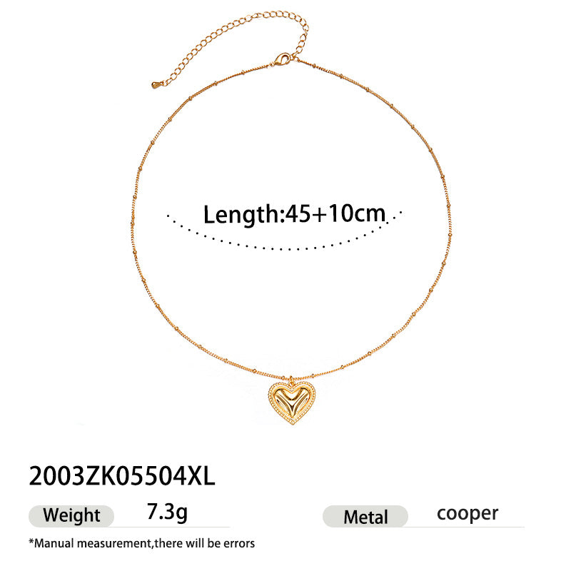Trendy Zircon Heart Pendant Gold Plated Necklace