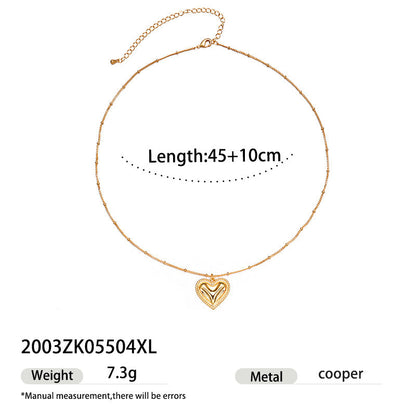 Trendy Zircon Heart Pendant Gold Plated Necklace