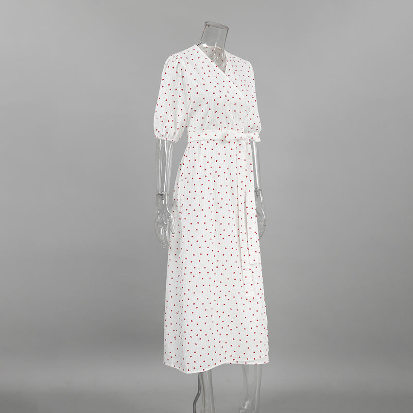 Bubble Sleeve Waist Tie Homewear Dress