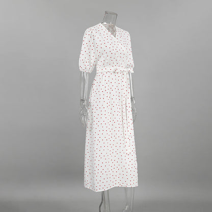 Bubble Sleeve Waist Tie Homewear Dress