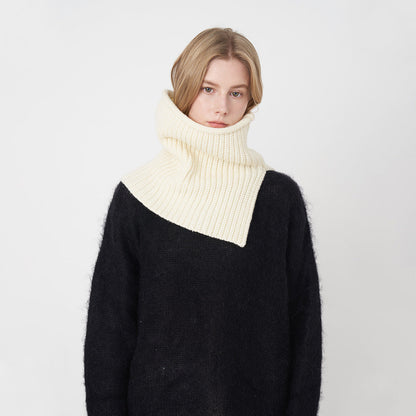 Solid Color High Collar Split Knit Scarve