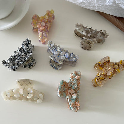 Vintage Rhinestone Flower Acetate Hair Claw