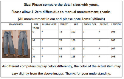 Washed Straight Leg String Tie Loose Jeans