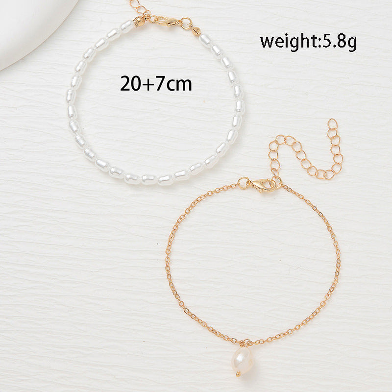 Simple Multi-Layer Pearl Anklet