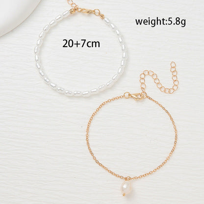 Simple Multi-Layer Pearl Anklet