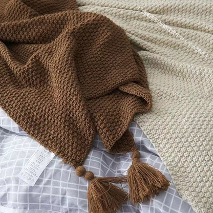 Simple Soft Cozy Tassel Blanket