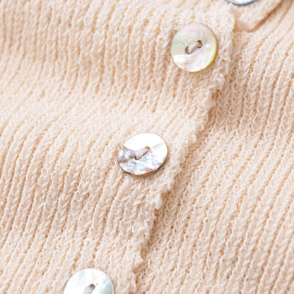 Button Down Sleeveless V-Neck Knit Top