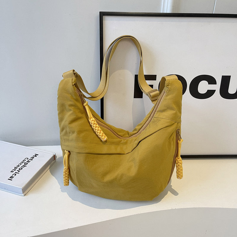 Solid Color Nylon Large Capacity Shoulder Bag