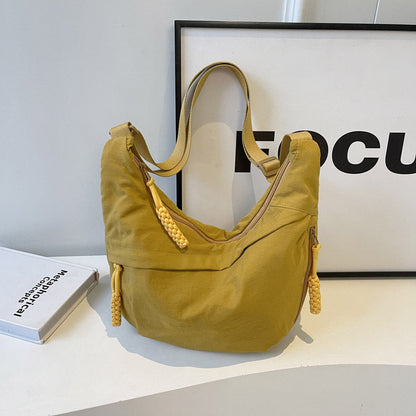 Solid Color Nylon Large Capacity Shoulder Bag