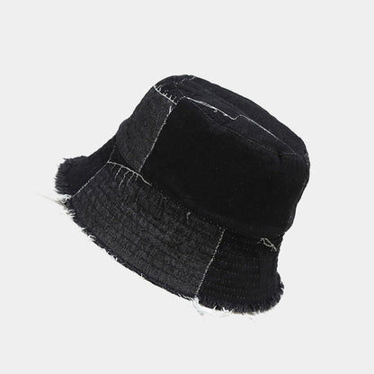 Vintage Irregular Splicing Denim Reversible Bucket Hat