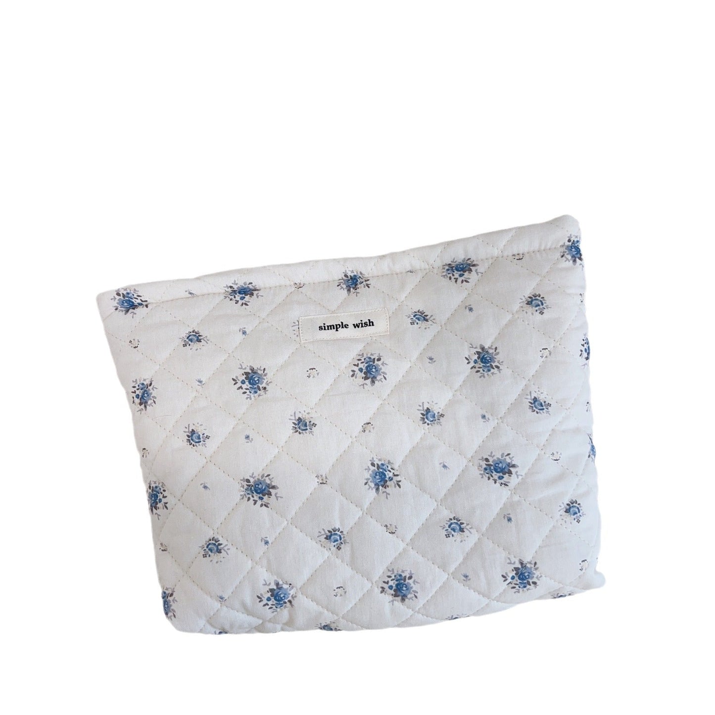 Floral Print Portable Quilted Makeup Bag