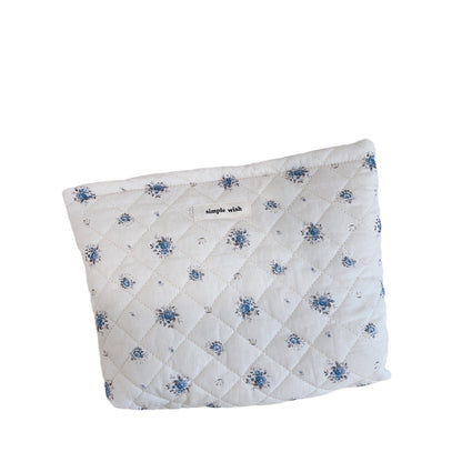 Floral Print Portable Quilted Makeup Bag