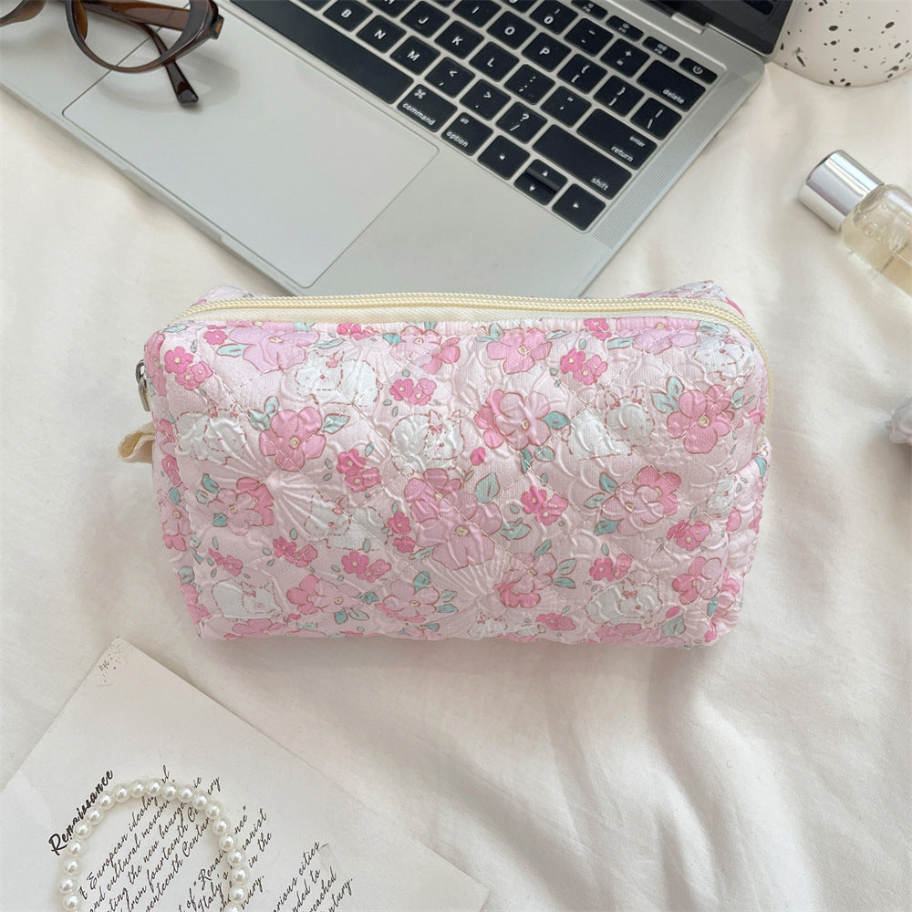 Cute Cartoon Print Flower Print Make Up Bag