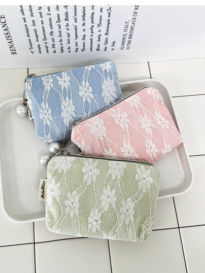 Solid Color Lace Mini Coin Purse Wallets