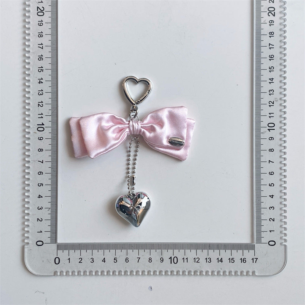 Elegant Stain Bow Knot Heart Chain Bag Charm